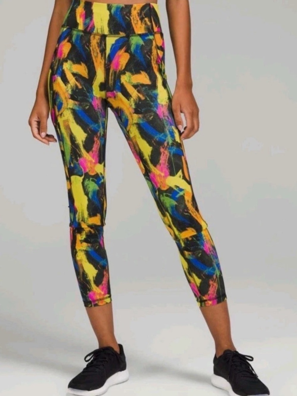 lululemon athletica Painted Brushstroke Capri Leggings - Yellow, Blue, Pink